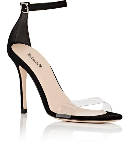 

lucky2020 pvc high fashion heel black beige transparent sandals chengdu