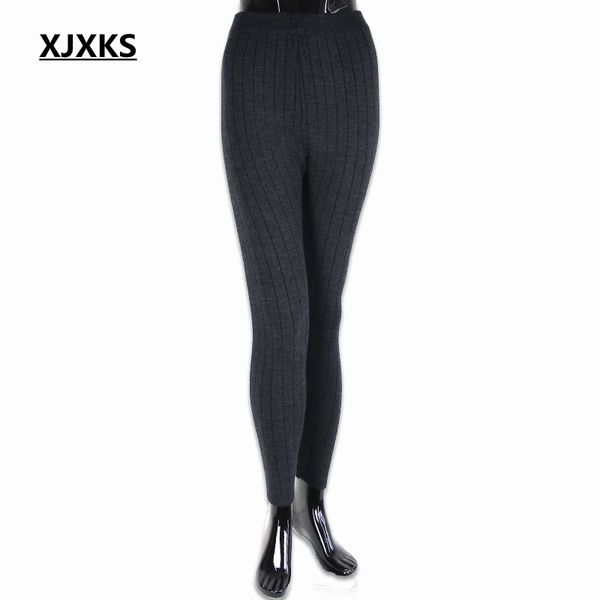 

xjxks cashmere double women leggings big yards thick legging lady autumn and winter warm pants, Black