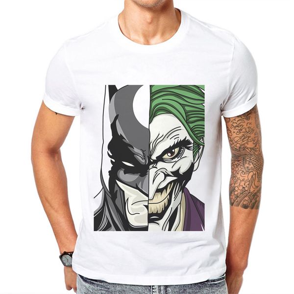 

2019 popular mens t-shirt batman and joker printed 100% cotton o-neck short sleeve man tee shirts funny men t shirt