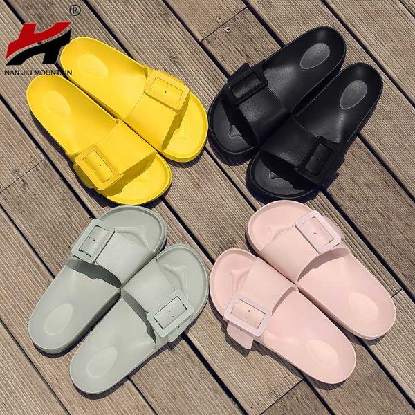 

nan jiu mountain 2020 beach slippers women flat solid color casual shoes outside sandals non-slip comfortable sole simple, Black