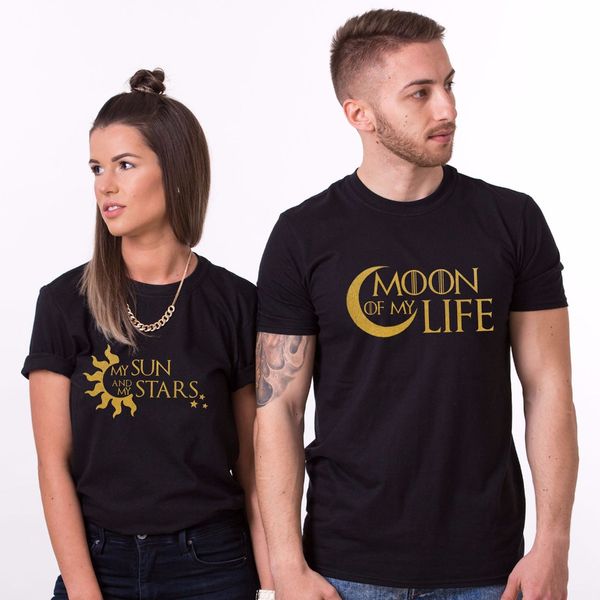 

t-shirt brand 2019 male short sleeve basic models matching couple moon of my life my sun and my stars love 3d print t shirt