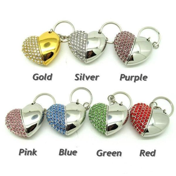 

bling diamond beautiful heart pendrive memory stick usb flash disk pen drive full capacity 4gb 8gb 16gb 32gb lover s gift