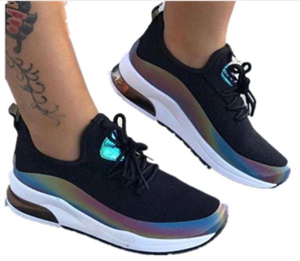 

us shoes 4.5 size: 9 new women women casual - mesh air-cushion trainer anti-slip sneakers female outdoor flat shoes sneakers gujag, Black