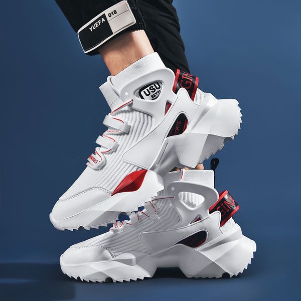 

men shoes sneakers new outdoor mens sports shoes high-quality breathable white jogging walking lace-up socks shoe big size 39-45, Black