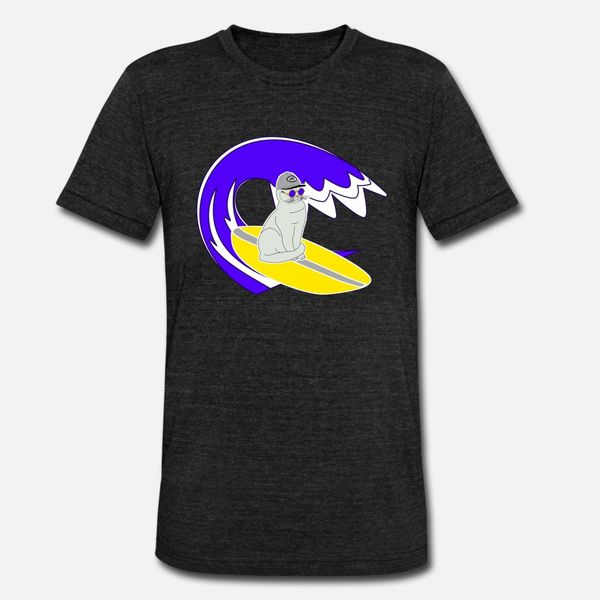 

surfer kitten let s surf waves surfboard cat lover t shirt men printed 100% cotton round collar unique crazy fashion summer standard shirt