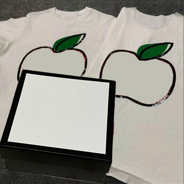 

guxxi mens tee shirt casual 20ss summer short sleeve red apple print sequins t-shirt fashion 2020 clothing, White;black