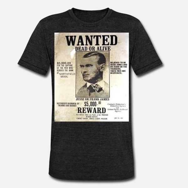 

jesse james wanted poster t shirt men personalized 100% cotton round collar normal graphic comical spring trend shirt