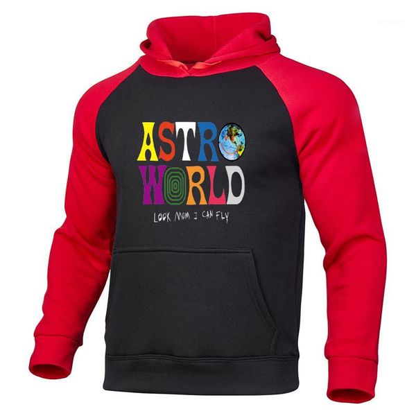 

hoodie letter printed contrast color big pocket sweatshirt casual male clothing astroworld autumn winter mens designer, Black