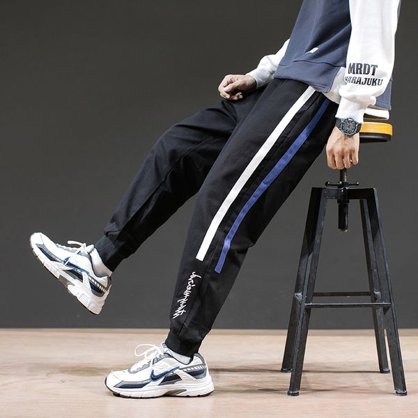 

new fashion loose oversized men's overalls men's casual pants sports capris, Black