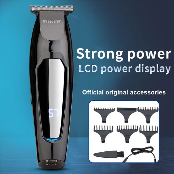 

The new LCD digital display hair clipper oil head push white electric clippers hair salon special trimming and engraving small clippers