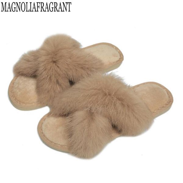 

slippers hair women fur home fluffy sliders plush furry summer flats sweet ladies shoes cute pantufas c133, Black