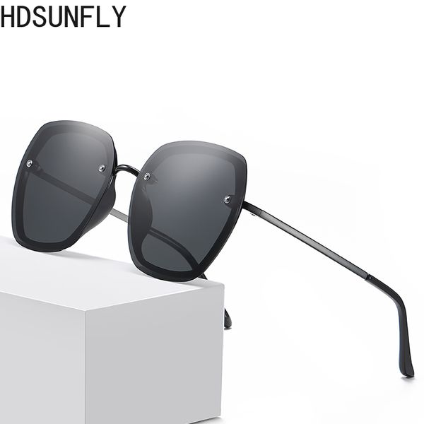 

женщины поляризованные очки крупногабаритные мода 2020 rimless вождения солнцезащитные очки лучи марка дизайнер высокое качество оттенки для, White;black