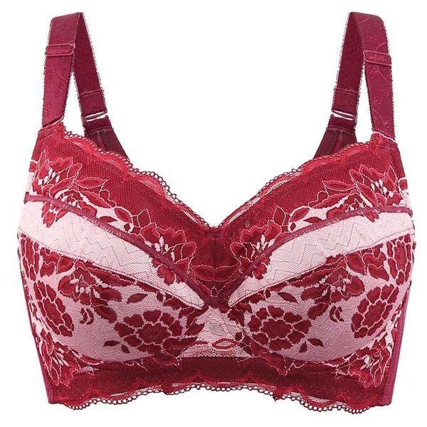 

women's full figure lightly lined underwire lace bra 34 36 38 40 42 44 46 48 b c d e f g h, Red;black