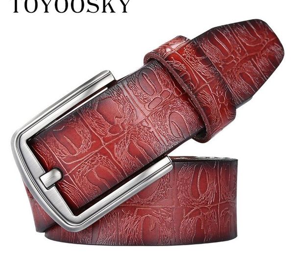 

toyoosky 2018 pin buckle ceinture male business designer mens luxury crocodile pattern belt leather mens belts cinturones04, Black;brown