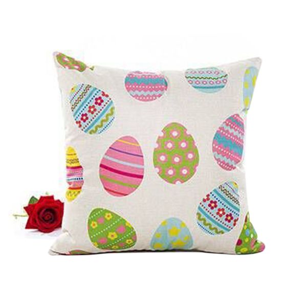 

pillow case decorative happy easter color eggs zipper bedroom rabbit soft office