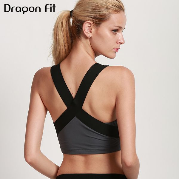 

dragon fit sports bra for women fitness high impact yoga bra shockproof cross workout gym yoga push up sportswear, White;black