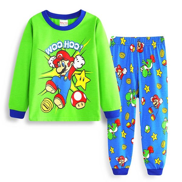 

new sale mario children pyjamas autumn&winter baby sleepwears suits lovely gilr pajamas girls cartoon pijamas kids clothing set, Blue;red