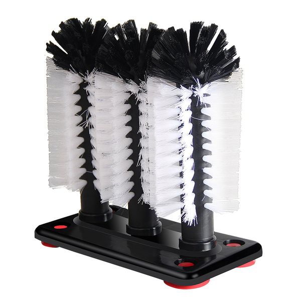 

3 brush head suction base glass washer universal tool catering kitchen bar pub
