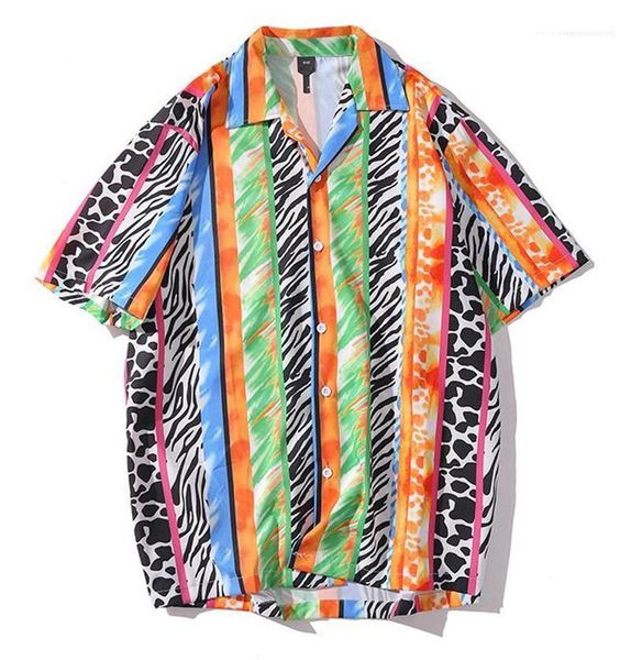 

mens casual shirts fashion summer short sleeve mens deisgner beach shirts casual males clothing mulit print, White;black