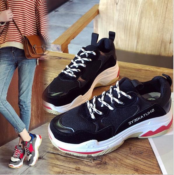 

new sports and leisure shoes women s thick bottom habitat single shoes, Black