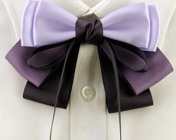 

handmade japanese students uniform bowknot ladies shirts knot bow bowties color block adjustable neckties hot, Blue;purple