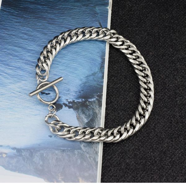 

bracelet men's stainless steel friendship men's bracelet chain on hand hip hop ot men jewelry gifts for men accessories, Black