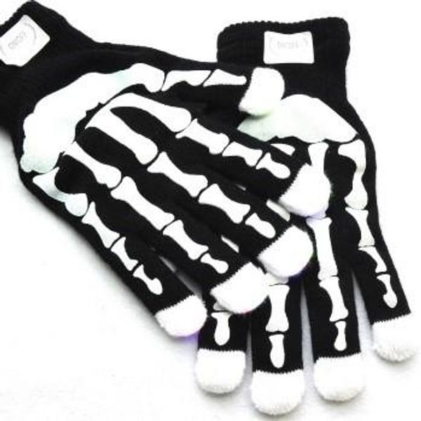 

new 2019 led night riding luminous gloves skull printed drag dance stage performance hand flash cover, Blue;gray