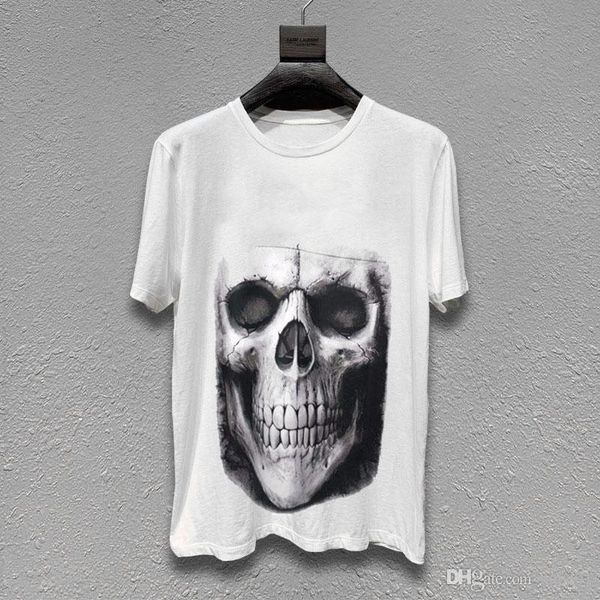 

famous brand mens designer t shirt men women skull printed luxury summer t shirt black white fashion streetwear short sleeve m-xl, White;black