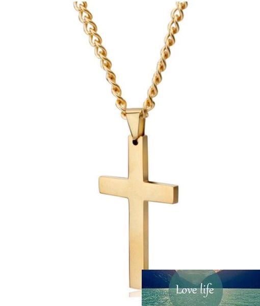 

simple christian crosss pendant necklaces for men religious jewelry stainless steel smooth surface cross jewelry women trend, Silver