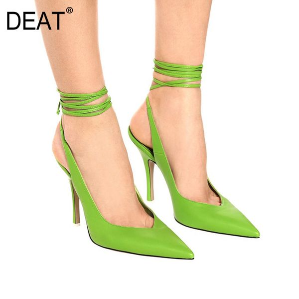 

deat] 2020 new spring summer pointed toe shallow ankle strap silk thin heels sandals for women shoes fashion tide 10i781, Black