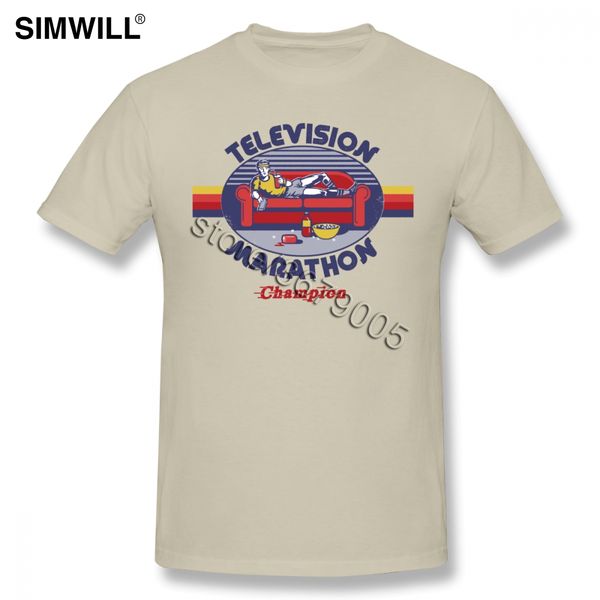 

vintage men summer short sleeved t shirt television marathon funny graphic t-shirt o neck 100% cotton tee shirts merch