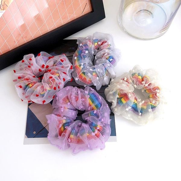 

children big girls hair ring hairband colorful rainbow hair band elastic hairs ring, Yellow