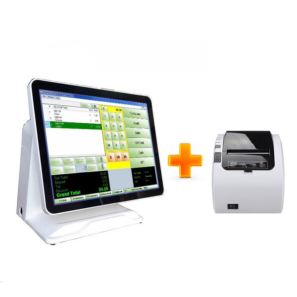 

15 inch capacitive touch screen cash register tablet terminal ordering system with thermal printer