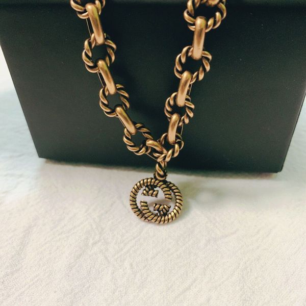 

Italy Brand Copper Jewelry Necklaces 18cm Fashion retro luxury Personality pendant necklace For Men Women wholesale with box V46