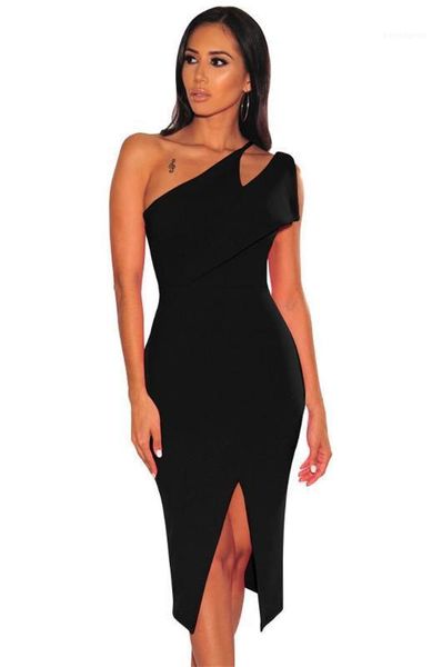 

hollow out bodycon dresses split one-shoulder women party dresses ladies panelled pencil dresses designer skinny, White;black