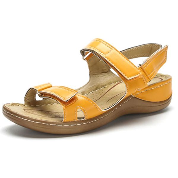 

2020 large size 46 open toe summer sandals woman shoes hook&loop wedge heels comfortable shoes women zapatos mujer, Black