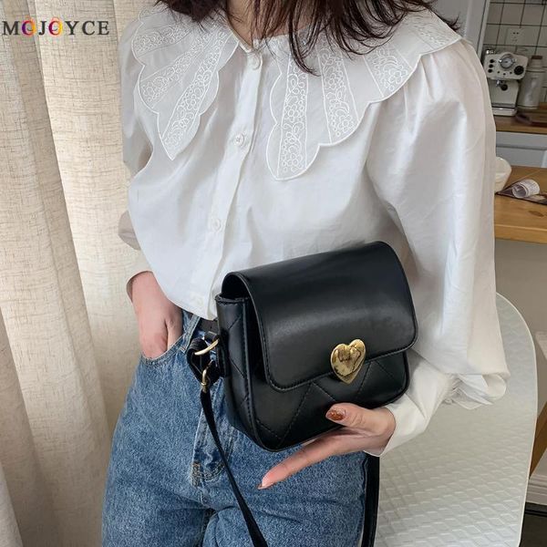 

women leather shoulder bag retro solid color small love crossbody handbag