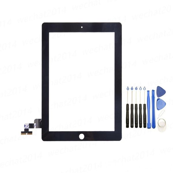 

120pcs touch screen glass panel with digitizer for ipad 2 3 4 black and white with tools