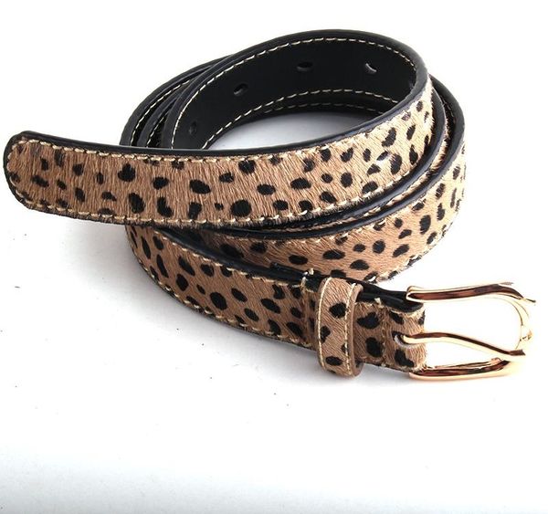 

fashion leopard spotted horsehair leather belt women aessoryes gift04, Black;brown