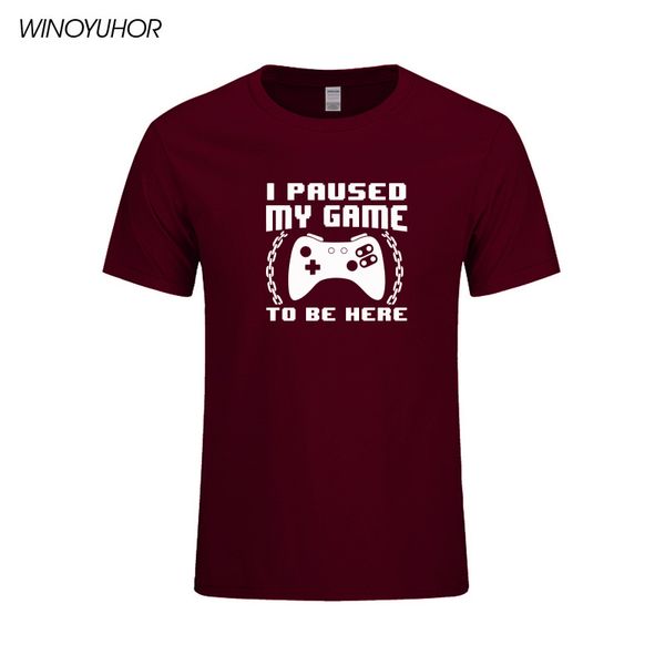 

i paused my game to be here t shirt gamer letter print short sleeve shirt pure cotton soft funny gift t shirt male