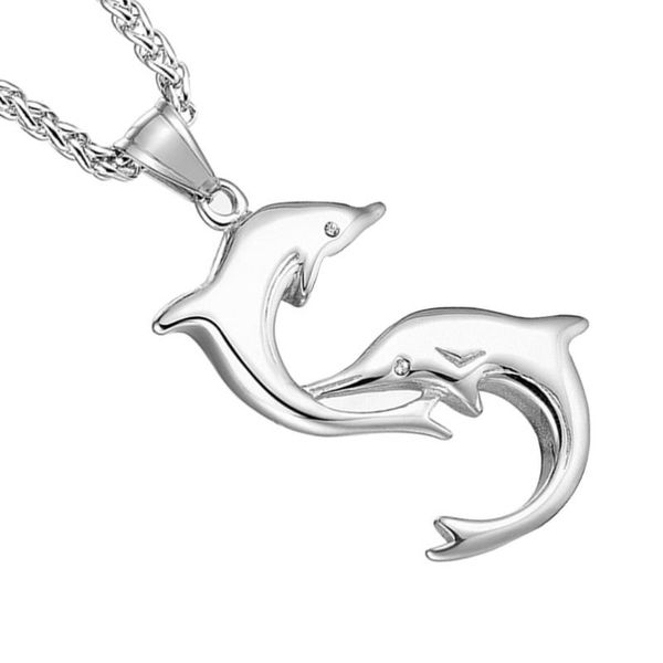 

1pc dolphin titanium steel men's necklace cost-effective stylish ornaments clavicle chain for gift decoration, Silver