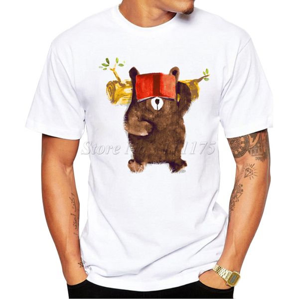 

2019 new arrivals cute sleeping bear printed men's t shirt cool hipster style casual t-shirt