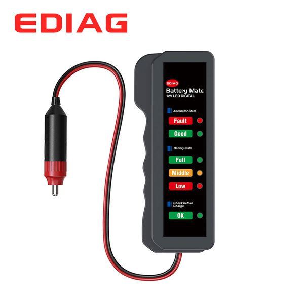 

ediag bm320/bm310 12v battery tester cigarette lighter/clip cable version digital 6 led light auto battery analyzer bm-320
