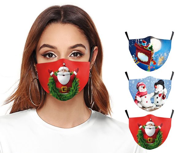 

mask designer fashion christmas little snowman elk santa gift mask dust-proof washable breathable reusable adjustable mask