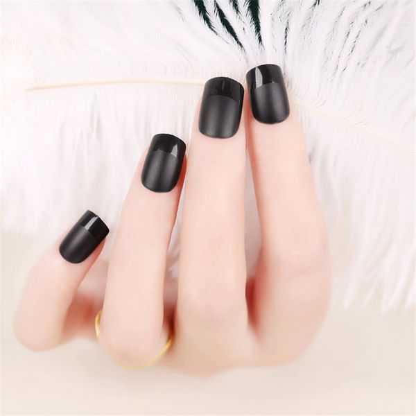 

false nails 24pcs fake nail tips black scrub mafalse acrylic material art, Red;gold