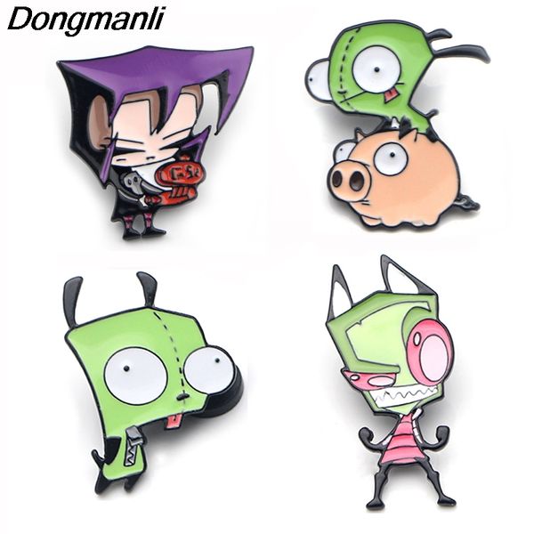 

k850 alien funny pins brooches metal badge for backpack clothes shirt collar enamel pin fans gifts for women men dongmanli, Gray