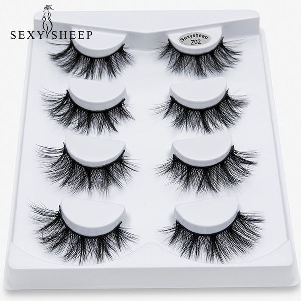 

false eyelashes sexysheep 2/4 pairs natural fake lashes long makeup 3d mink eyelash extension for beauty