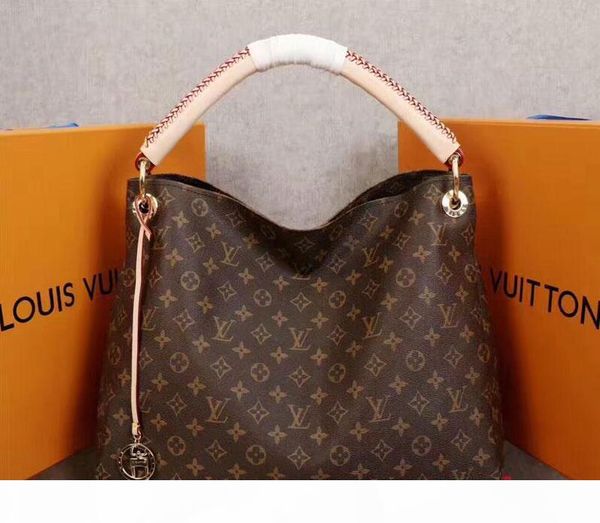 

sac artsy mm m40249 fashion womens handle tote shoulder bags leather handbag purse iconic brown white check waterproof canvas tote