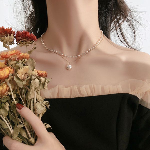 

fashion women's clavicle chain pendant gift charm simple double necklaces sweet romantic, Silver