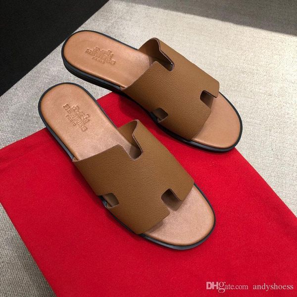 

luxury mens slides flip flop leather flat fashion causal sandals non-slip summer beach slipper men shoes of size 38-45, Black